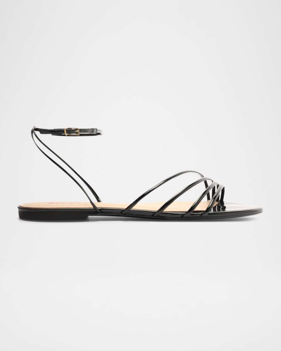 Inez Strappy Leather Flat Sandals